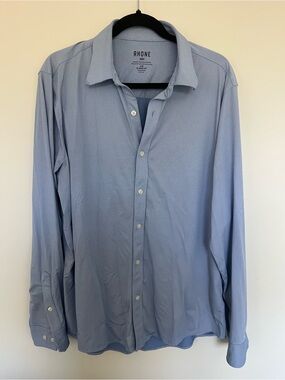 RHONE Men's Light Blue Long-Sleeve Dress Shirt